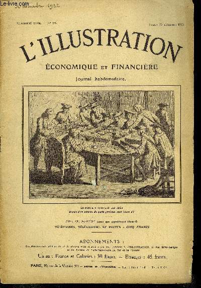 L'illustration conomique et financire n 196 - La poste a travers les ages, La reconstitution de nos rgions dvastes en pril, Etudes financires - vieille-montagne, Forges d'Alais, La politique trangre, l'industrie et le march des capitaux