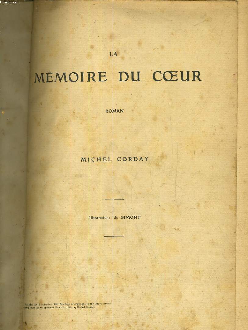 La mmoire du coeur. Illustrations de Simont