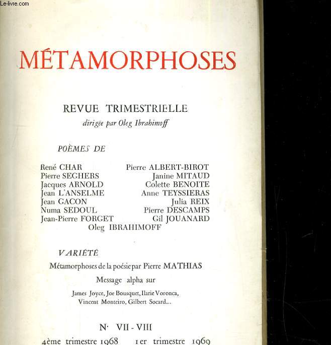 Mtamorphoses - N VII - VIII