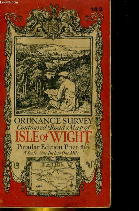 Ordnace Survey Contoured road map of Isle of Wight