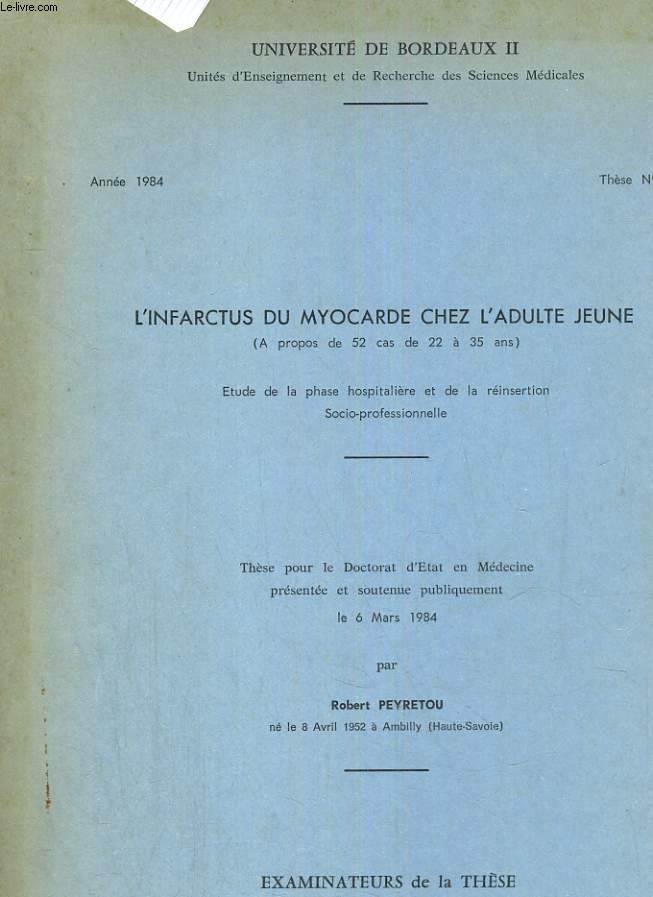 L'infractus du myocarde chez l'adulte jeune