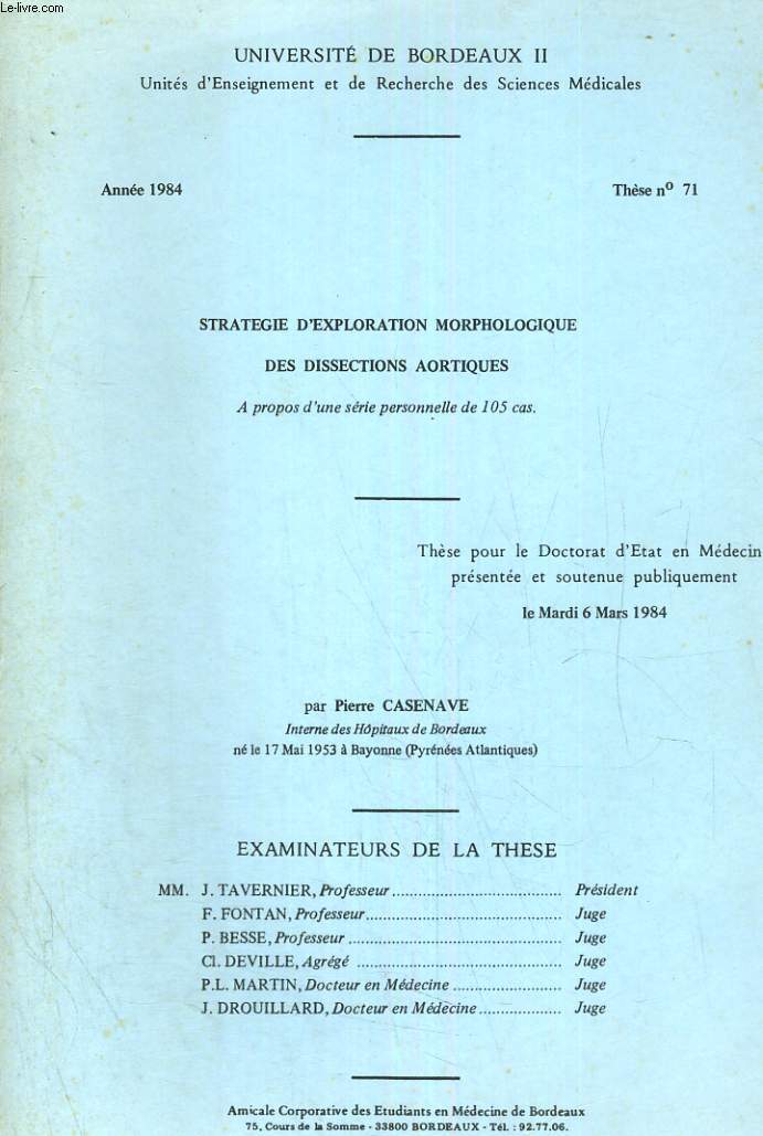 Stratgie d'exploration morphologique des dissections aortiques