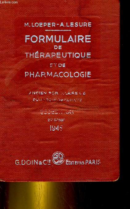 Formulaire de Thrapeutique et de pharmacologie