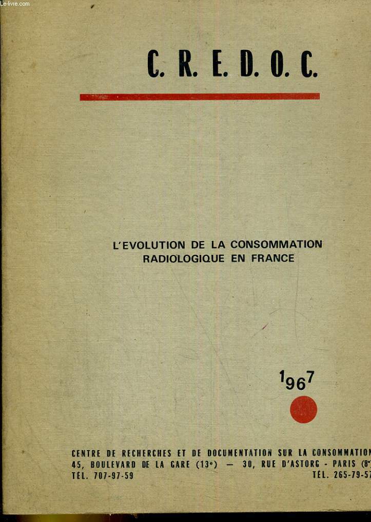 C.R.E.D.O.C L'evolution de la consommation radiologique en France