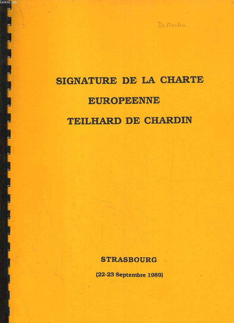 Signature de la charte europenne Teilhard de Chardin