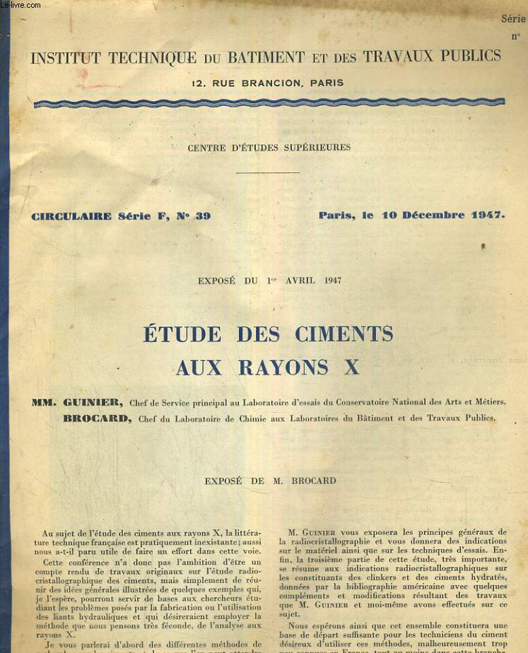 Etude des ciments aux rayons X