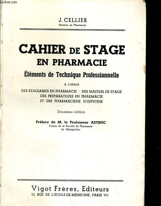 Cahier de stage en pharmacie