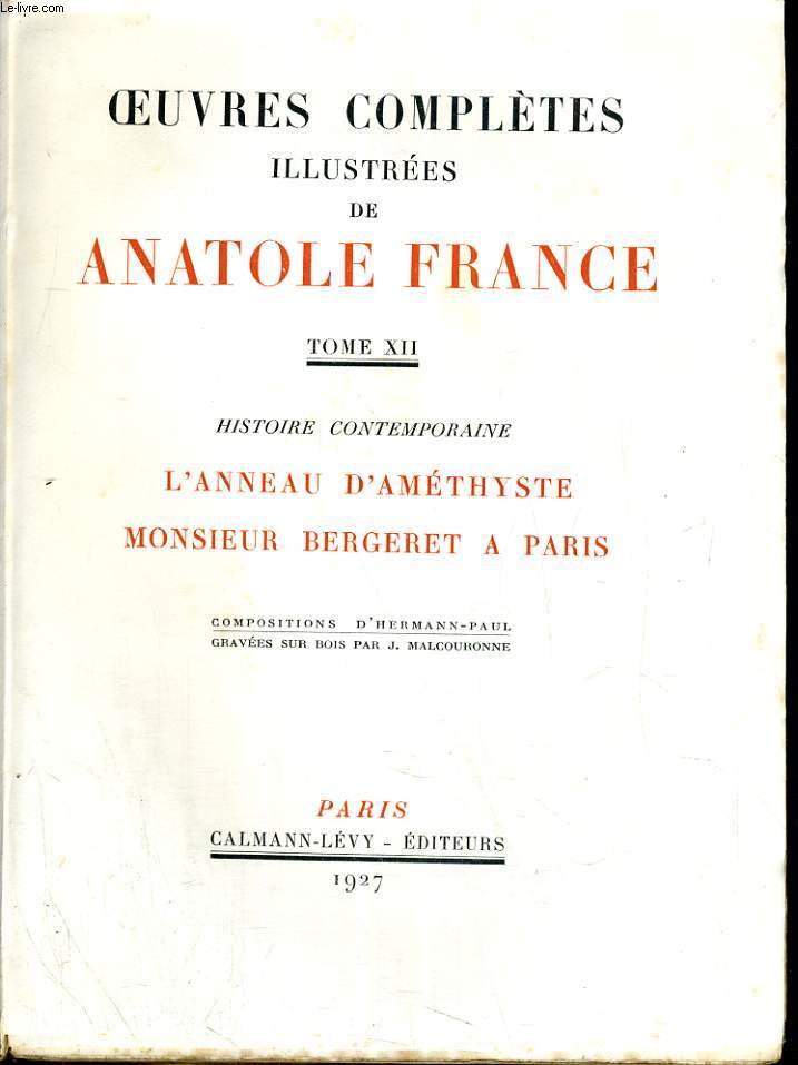 L'anneau d'amthyste et Moniseur Bergeret  Paris