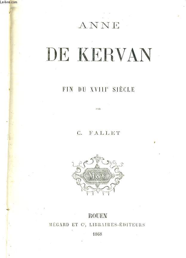Anne de Kervan fin du XVIIIe sicle