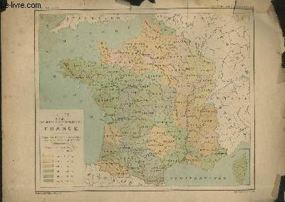4 cartes de France : Carte indiquant les divers degrs d'instruction en France - Carte Oro-hydrographique - Carte de France - France climatologique et agricole