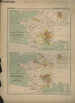 Cartes des principales industries de France (Soie Grge et Bourre de soie).