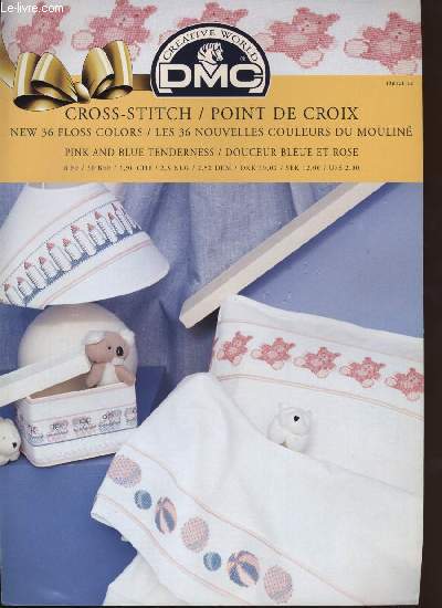 CROSS-STITCH / POINT DE CROIX ; Pink and blue tenderness / douceur bleue et rose