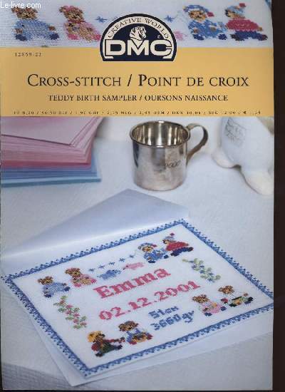 CROSS-STITCH / POINT DE CROIX ; teddy birth sampler / oursons naissance
