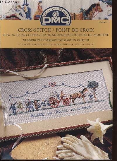 CROSS-STITCH / POINT DE CROIX ; ; wedding in carriage / mariage en calche