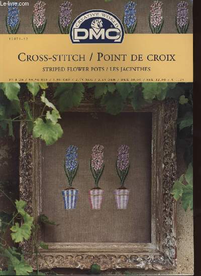 CROSS-STITCH / POINT DE CROIX striped flower pots / les jacinthes