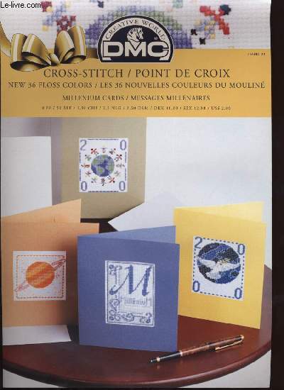 CROSS-STITCH / POINT DE CROIX millenium cards message millnaires
