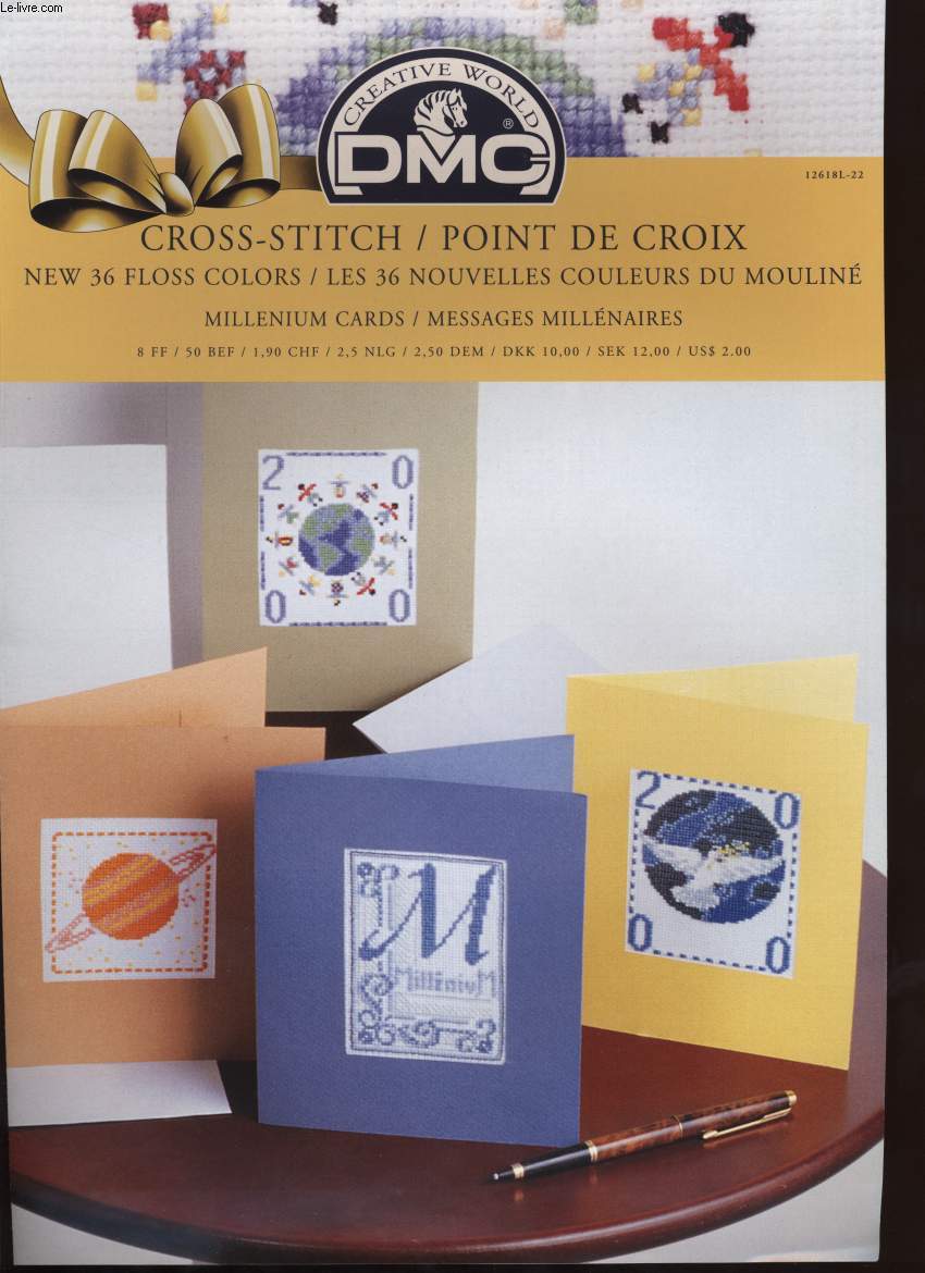 CROSS-STITCH / POINT DE CROIX millenium cards / messages millnaires