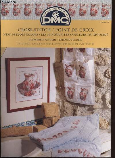 CROSS-STITCH / POINT DE CROIX flowered pottery / faience fleurie