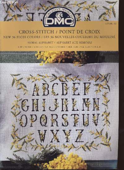 CROSS-STITCH/ POINT DE CROIX floral alphabet / alphabet au mimosas