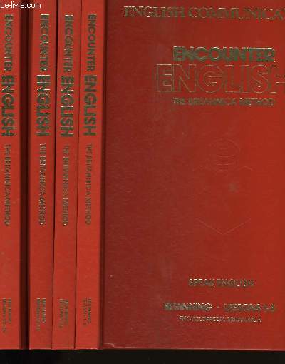 ENCOUNTER ENGLISH. THE BRITANNICA METHOD. EN 4 VOLUMES + 1 OUVRAGE ENGLISH COMMUNICATIONS + MICROPHONOGRAPHE.