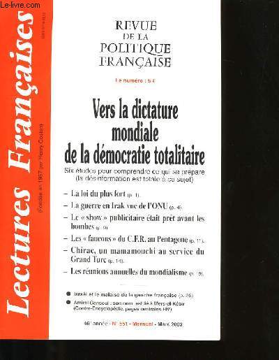 REVUE DE LA POLITIQUE FRANCAISE N551.