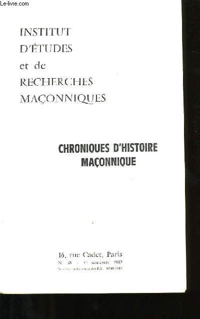 CHRONIQUES D'HISTOIRE MACONNIQUE.