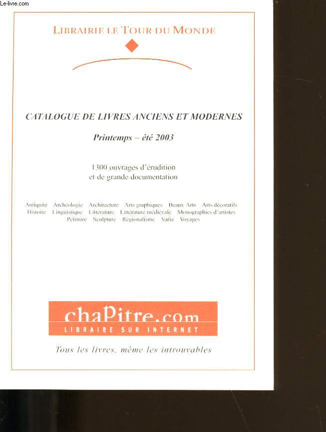 CATALOGUE DE LIVRES ANCIENS ET MODERNES.