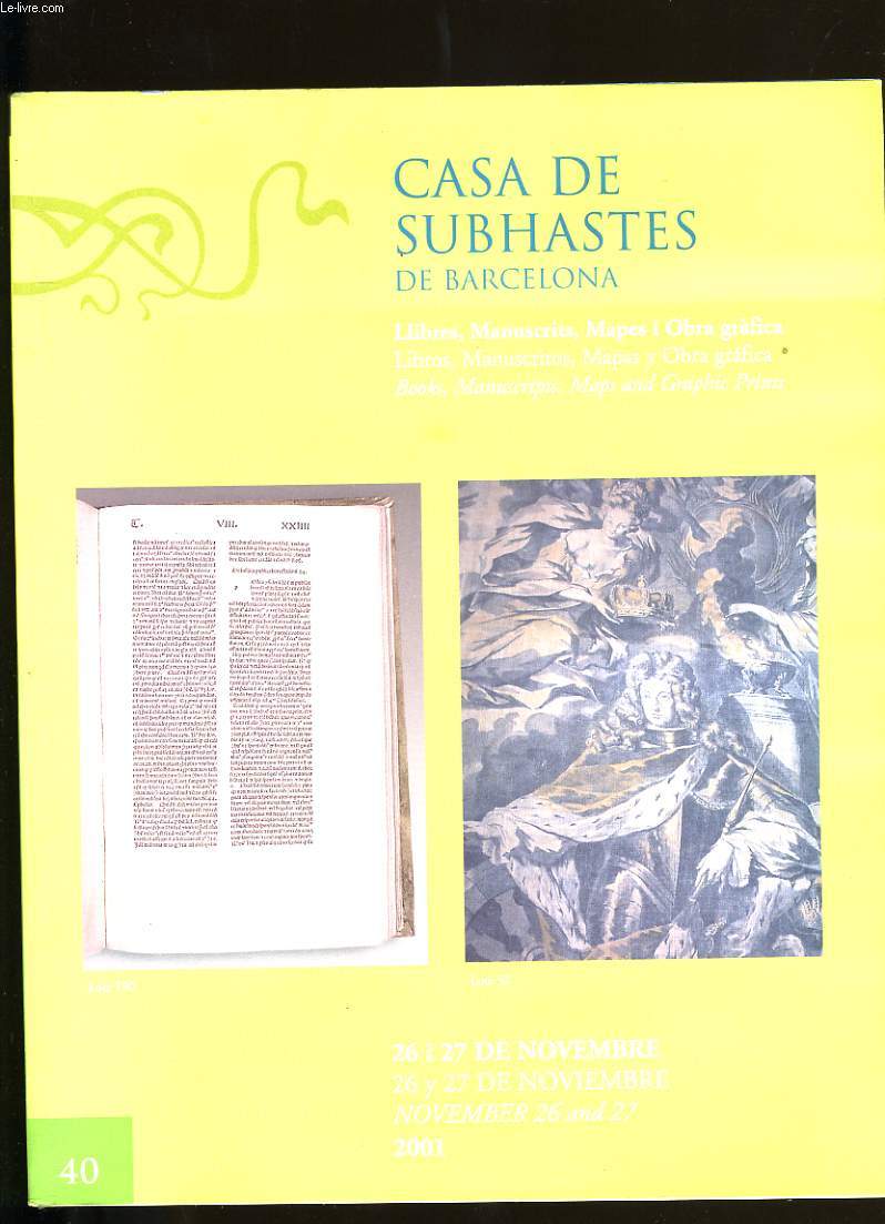 CATALOGUE DE LIVRES. CASA DE SUBHASTES DE BARCELONA.