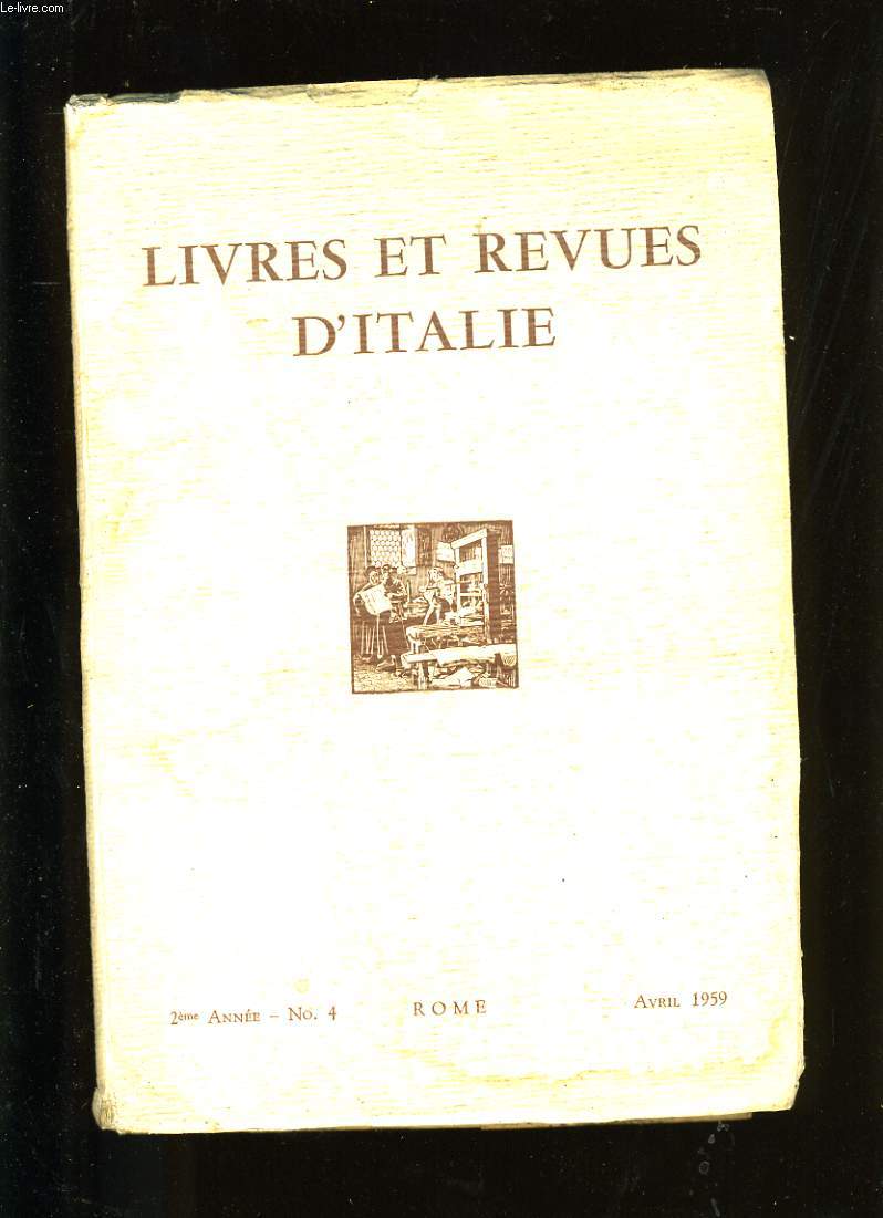 LIVRES ET REVUES D'ITALIE.