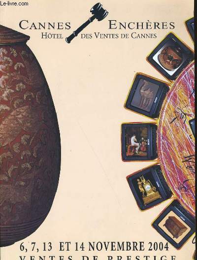 CATALOGUE DE VENTES AUX ENCHERES . HOTEL DES VENTES DE CANNE.