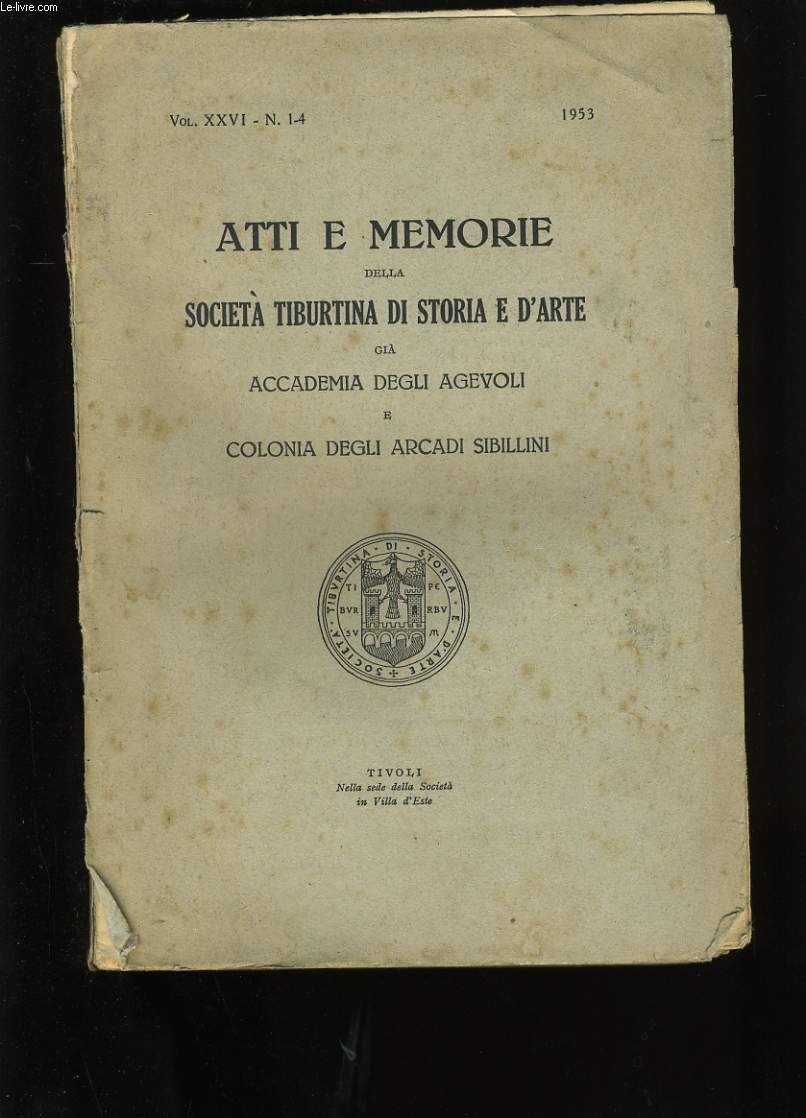 ATTI E MEMORIE . VOL : XXVI-N.1-4.