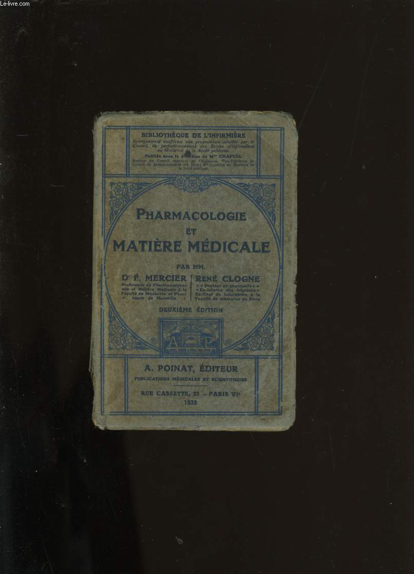 PHARMACOLOGIE ET MATIERE MEDICALE.