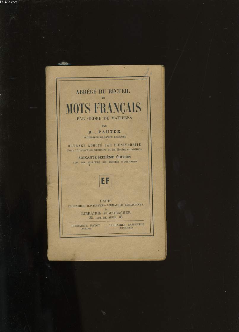 ABREGES DU RECUEIL DE MOTS FRANCAIS PAR ORDRE DE MATIERES.