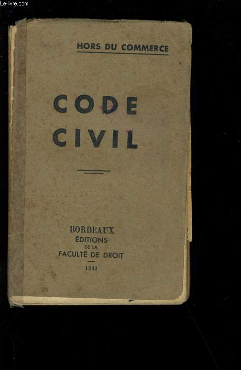 CODE CIVIL. HORS DU COMMERCE.