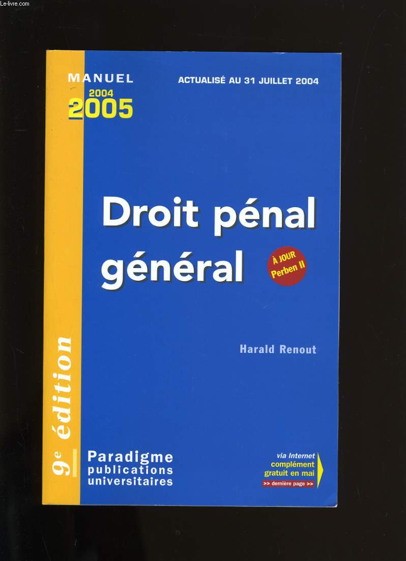 MANUEL DROIT PENAL GENERAL.
