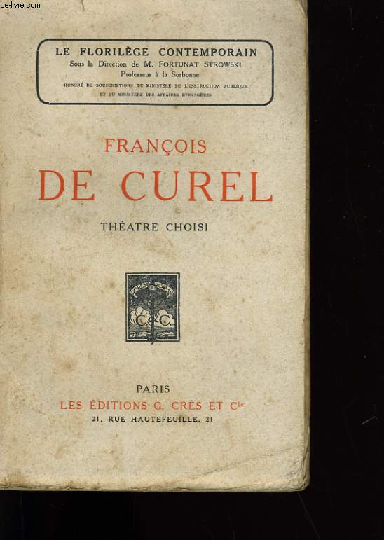 FRANCOIS DE CUREL. THEATRE CHOISI.
