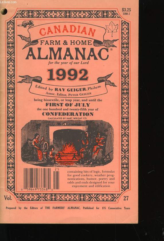 FARM ET HOME. ALMANAC 1992. CANADIAN. VOL 27.