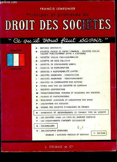 PRINCIPES ET PRATIQUES DU DROIT DE SOCIETES.