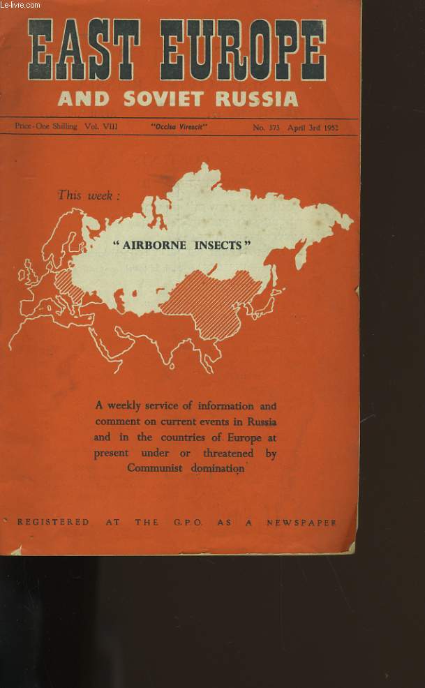 EAST EUROPE AND SOVIET RUSSIA. N 373. VOL. VIII.