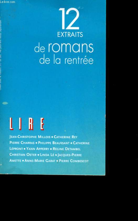 12 EXTRAITS DE ROMANS DE LA RENTREE.