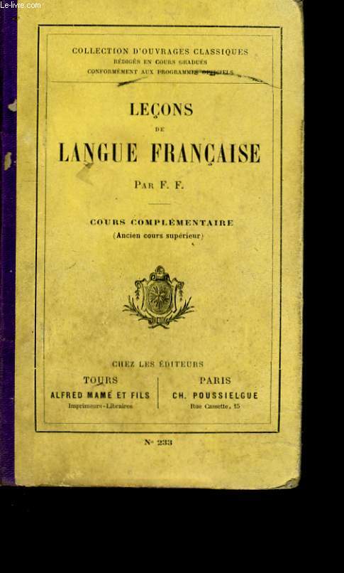 LECONS DE LANGUE FRANCAISE.