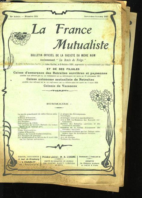 LA FRANCE MUTUALISTE (LOT DE 4 BULLETIN)