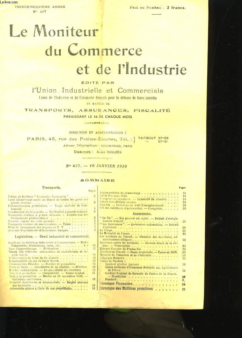 LE MONITEUR DU COMMERCE ET DE L'INDUSTRIE (LOT DE 4 REVUES)