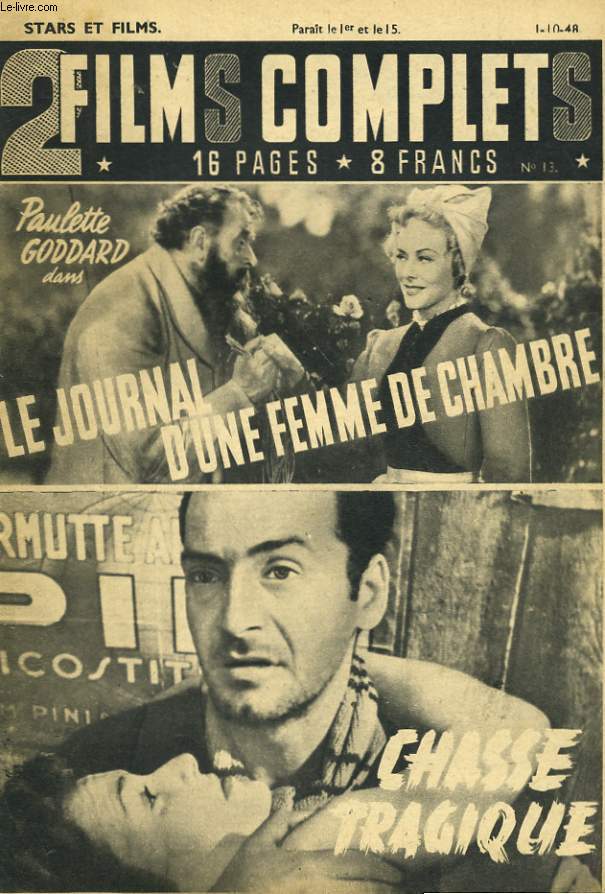 2 FILMS COMPLETS N13 - LE JOURNAL D'UNE FEMME DE CHAMBRE ET CHASSE TRAGIQUE