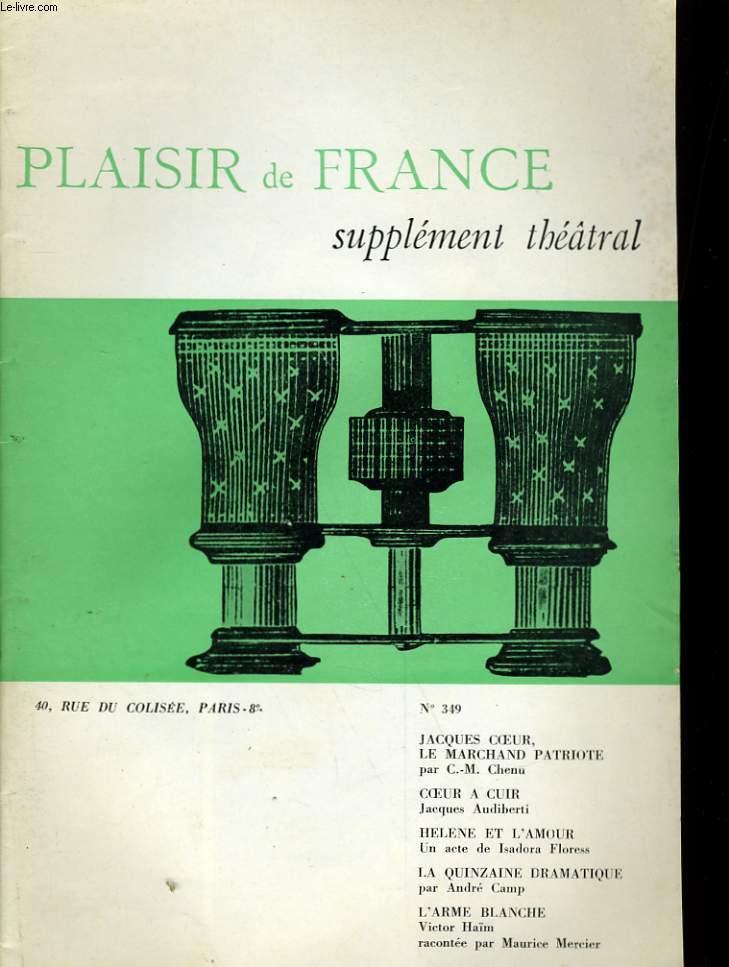 PLAISIR DE FRANCE SUPPLEMENT THEATRAL N349