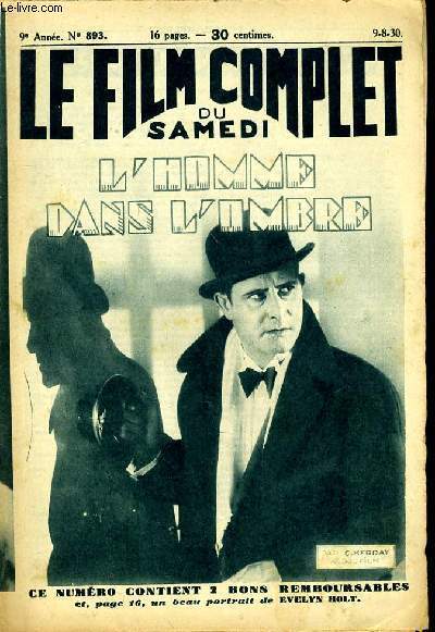 LE FILM COMPLET DU SAMEDI N 893 - 9EME ANNEE - L'HOMME DANS L'OMBRE