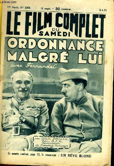 LE FILM COMPLET DU SAMEDI N 1310 - 12E ANNEE - ORDONNACE MALGRE LUI