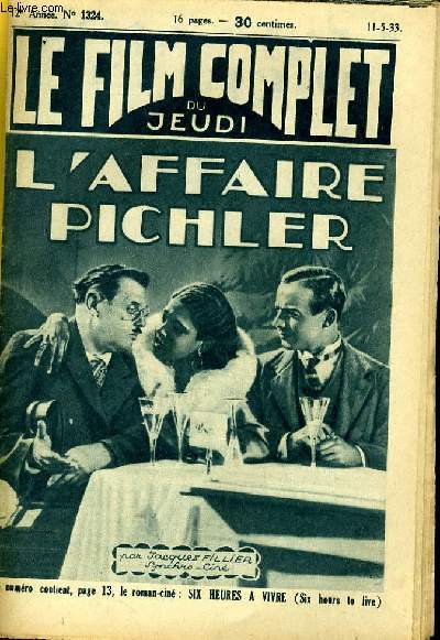 LE FILM COMPLET DU JEUDI N 1324 - 12E ANNEE - L'AFFAIRE PICHLER