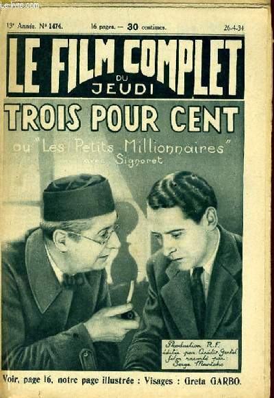 LE FILM COMPLET DU JEUDI N 1474 - 13E ANNEE - TROIS POUR CENT