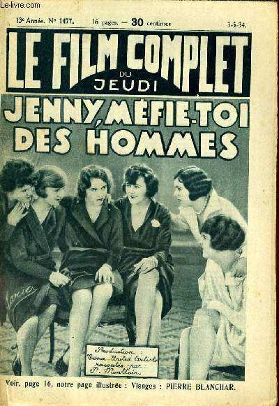 LE FILM COMPLET DU JEUDI N 1477- 13E ANNEE - JENNY, MEFIE-TOI DES HOMMES